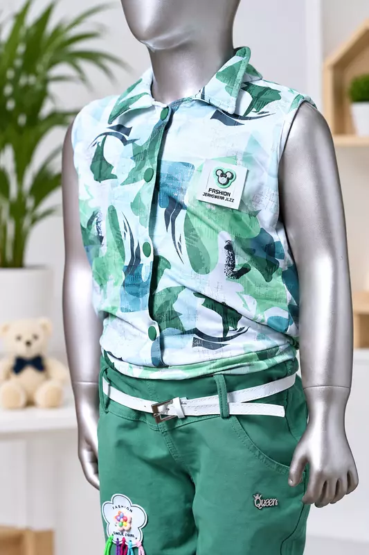 1815 kids capri suit white and green size-28