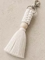 Macrame Tassel Keychain — Ivory, Burgundy & Sage Green (Set of 3)