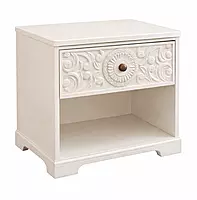 Alaya Carving Bedside Table Marble Top