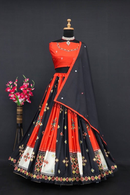 Digital Print Muslin Cotton Lehenga Choli D.39