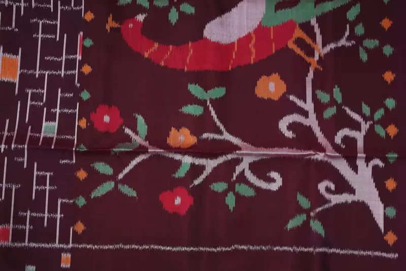 Traditional Ikat silk saree with Bird and Floral Motifs | Handwoven Design