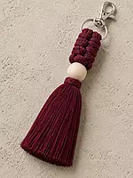 Macrame Tassel Keychain — Ivory, Burgundy & Sage Green (Set of 3)