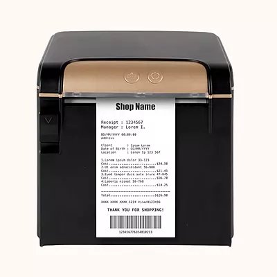 58mm/80mm Thermal Receipt Printer, Kitchen POS Printer with Auto-Cutter, Audio-Visual Alarm, Front Paper Out, Support Cash Drawer Square, USB Serial Ethernet for Windows/Linux/Mac