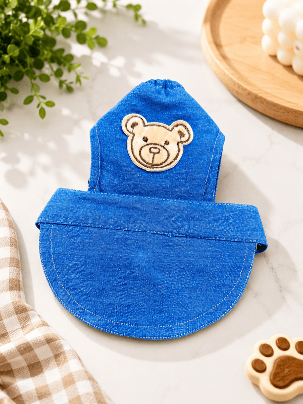 Denim Bear Dog Cap