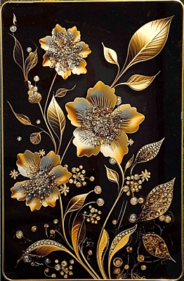 Luxury Golden Rose Floral Wall Art Frame (45 × 30 cm) – Premium Modern Home Décor