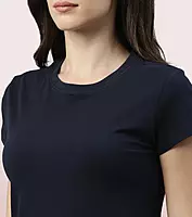 Enamor Essentials Womens E047-Short Sleeve Crew Neck Slim Fit Stretch Cotton Tee