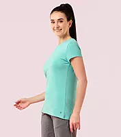 Enamor Essentials Womens E047-Short Sleeve Crew Neck Slim Fit Stretch Cotton Tee