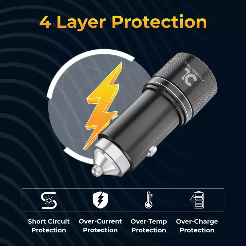 Just Corseca SSPEED JST976 145W Dual-Port Car Charger – Super Fast Charging | USB Ports