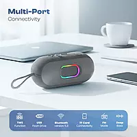 Ozzie LBS-102 10W Bluetooth Speaker – RGB Light | TWS Stereo | 8H Playtime | Grey