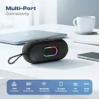 Ozzie LBS-102 10W Bluetooth Speaker – RGB Light | TWS Stereo | 8H Playtime | Black