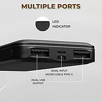 Lapcare Bolt LPB‑012: 10,000 mAh power bank with 12 W fast charging, dual USB‑A + Type‑C ports, LED indicator & smart safety protections.