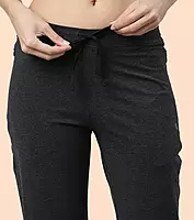 Enamor Essentials Womens E014-Mid Rise Slim Fit Basic Straight Leg Lounge Pants