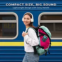 Lapcare LBS‑300 Tiffin 10 W BT speaker: round compact design, 76 mm drivers with bass radiator, Type‑C charging, Bluetooth 5.3, 10‑hour playback, AUX/TF/USB support, 1‑yr warranty.