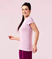 Enamor Essentials Womens E047-Short Sleeve Crew Neck Slim Fit Stretch Cotton Tee
