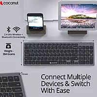 Coconut WK24 Wonder 2.0 Wireless Keyboard (Black, Bluetooth & Wireless, Sleek Design, Perfect for Home & Office, 1 Year Warranty)
