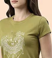 Enamor Essentials Womens E147-Short Sleeve Crew Neck Slim Fit Stretch Cotton Tee