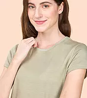 Enamor Essentials Womens E047-Short Sleeve Crew Neck Slim Fit Stretch Cotton Tee