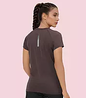 Enamor Short Sleeve Scoop Neck Regular Length Slim Active T-Shirt For Women - Slim Fit, Quick Dry, Antimicrobial - E089