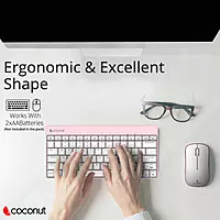 Coconut Mini Desire WK29 Wireless Combo (Black Keys, Grey Border, Compact Design, Ergonomic Feel,Long Battery Life, 1 Year Warranty)