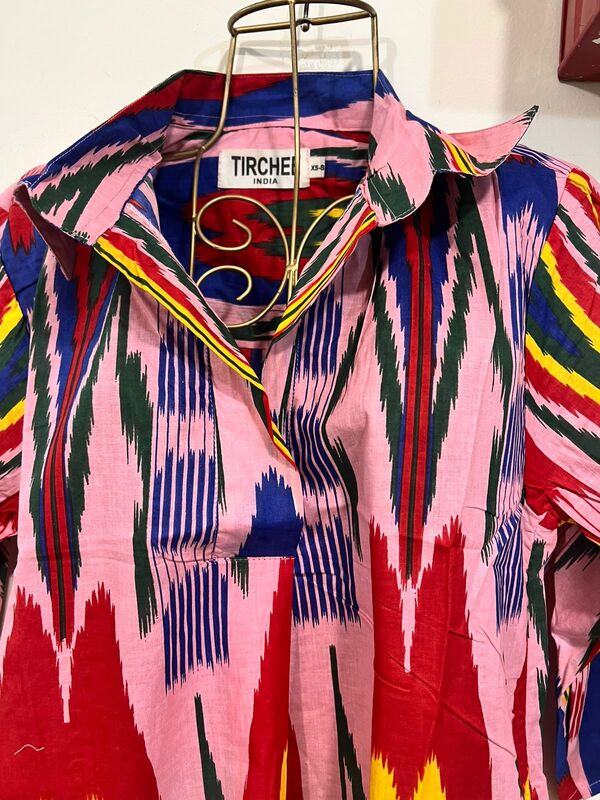 Rajni’s Easy Shirt Dress - Pink & Colourful Ikkhat