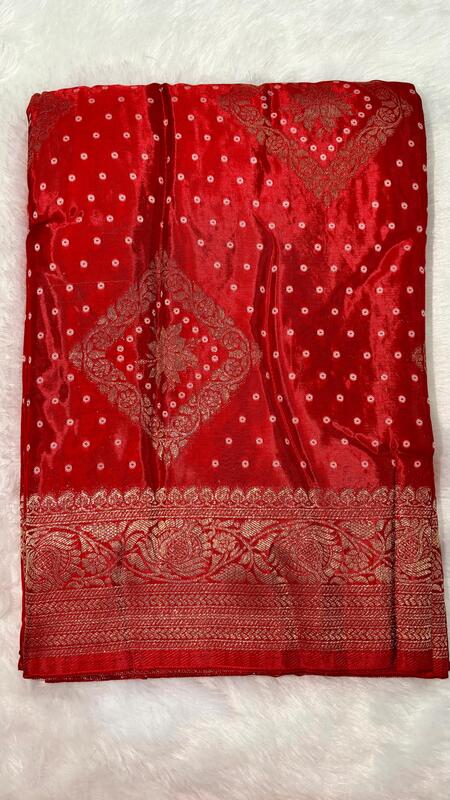 Banarasi Russian silk with Bandini weaving saree