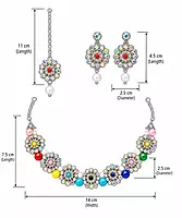 Multicolour Floral Necklace Set with Matching Pearl