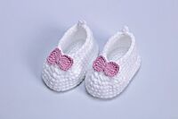 Blush Pearl Bow Baby Booties - White and Pink