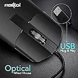 Frontech MS-0102 – Wired optical mouse with 1000 DPI, ergonomic design, and smooth tracking for precise and comfortable daily use.