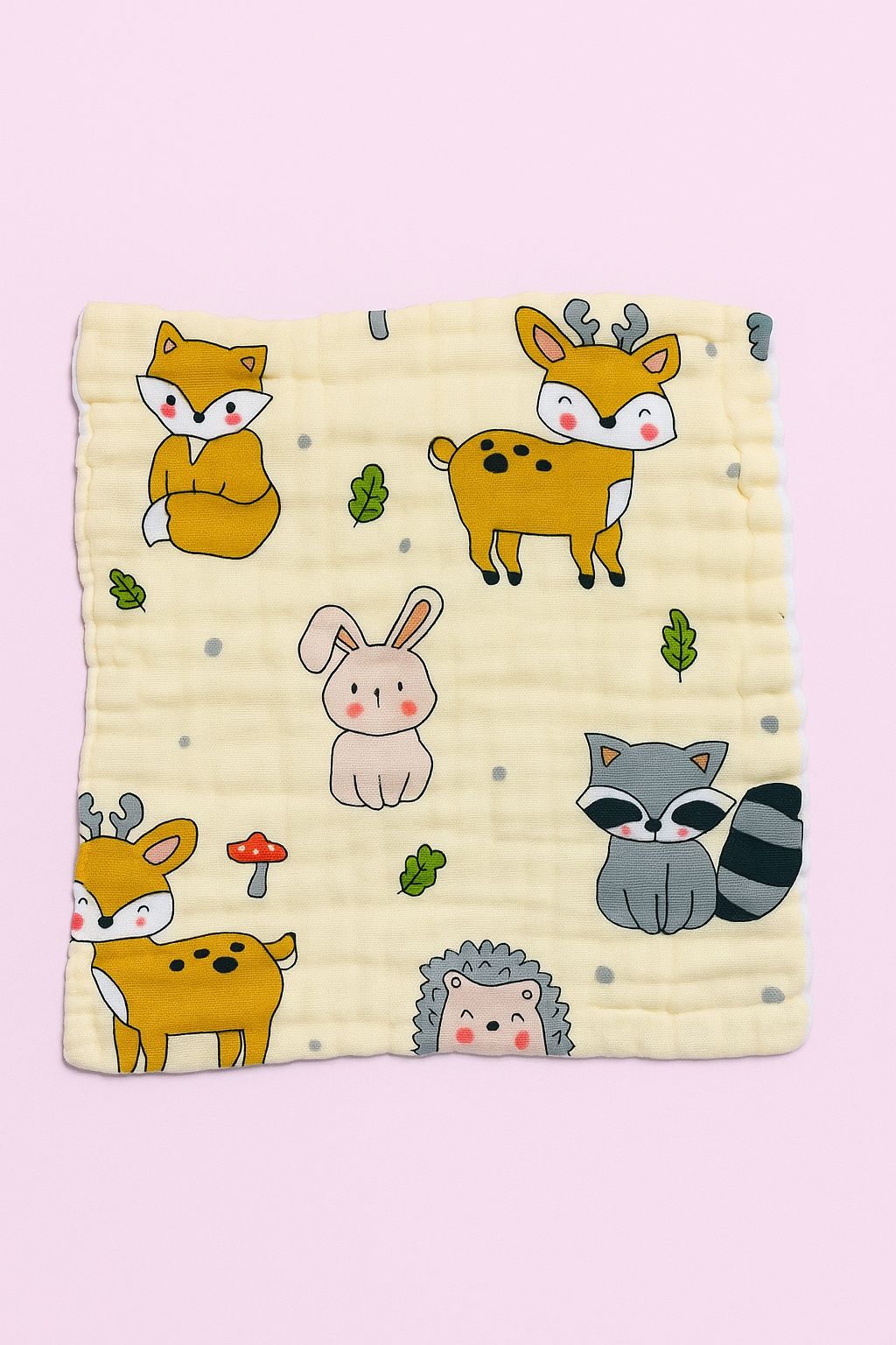 6 Layer Muslin Wash cloth / Face towel - Colour Printed - Pack of 5 (Assorted)