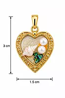 Gold-Tone Heart Pendant with Shell, Pearl-Style and Ocean-Inspired Details