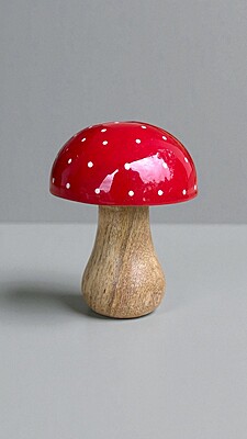 Wooden Red Mini Mushroom Table Decor