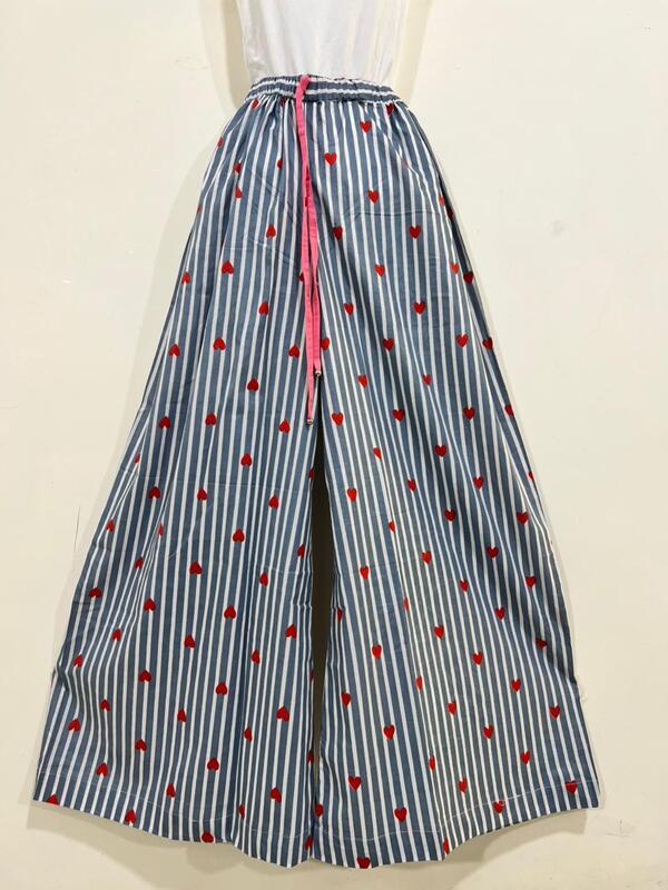 Anya's Flared Lounge pants - White & Grey with Hearts