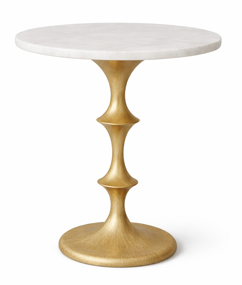 Icon Gold Leaf Accent Peg Table Marble Top