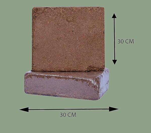 Coco Coir Block | 5 kg Compressed Coir Block | 30 × 30 cm