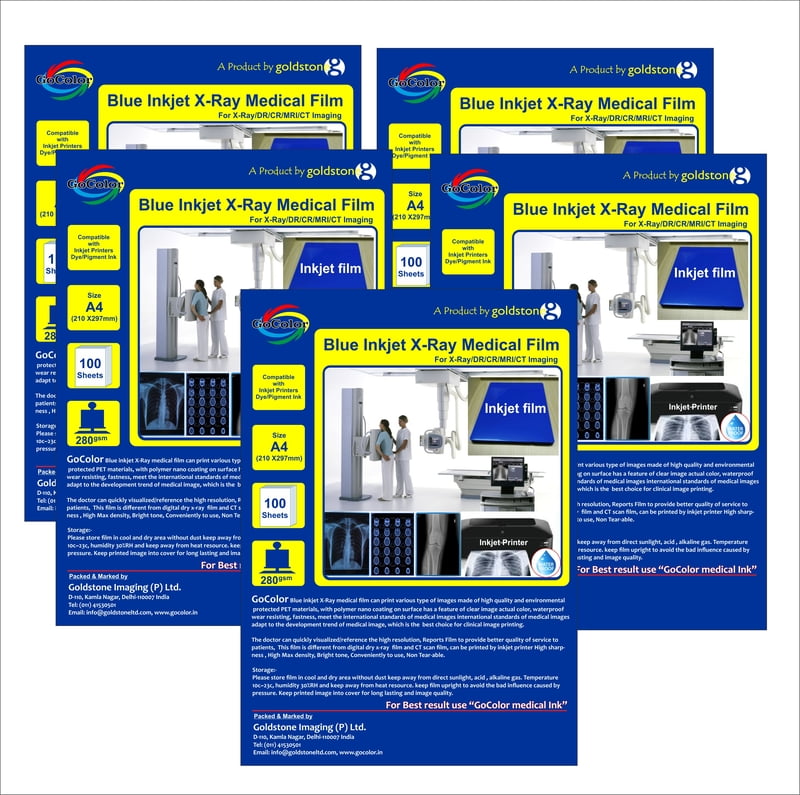A4 x500 Inkjet Medical Blue Film IMPORTED )(500 Sheets ) 210 micron / 280 gsm A4 x500 Inkjet Medical Blue Film IMPORTED )(500 Sheets ) 210 micron / 280 gsm