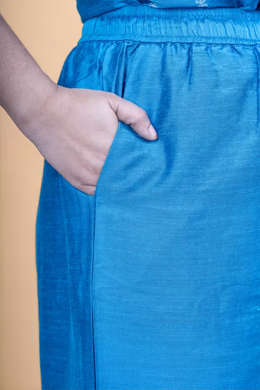 Women Flared Solid Palazzo - Blue