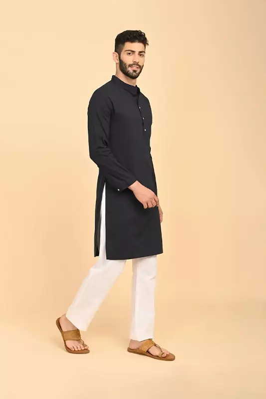 Men's Long Kurta - Navy