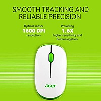 Acer Wireless Optical Mouse – 1600 DPI  2.4GHz  Ambidextrous  White & Green