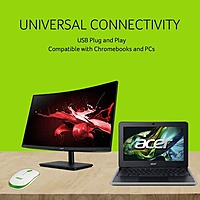 Acer Wireless Optical Mouse – 1600 DPI  2.4GHz  Ambidextrous  White & Green