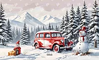 Snowy Vinatge Car (PRE-ORDER)
