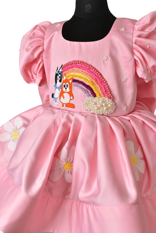 Vibrant Bluey Theme Tutu Dress