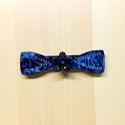 Acetate Hair Barrette with Floral Accent