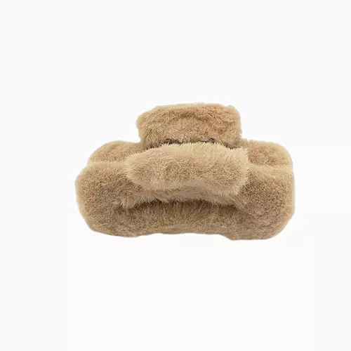 Plush Faux Fur Hair Claw Clip - Vibrant Brown Hair Clamp