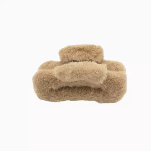 Plush Faux Fur Hair Claw Clip - Vibrant Brown Hair Clamp