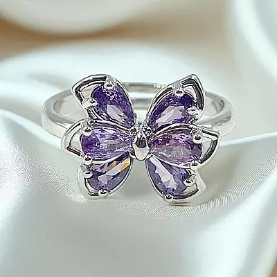 Elegant Butterfly Ring | Adjustable Silver-Plated Statement Jewelry