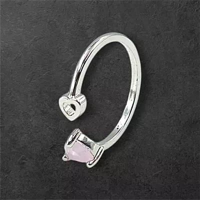 Heart Gemstone Adjustable Ring | Silver-Plated Statement Jewelry