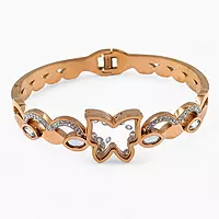 Elegant Rose Gold Plated Butterfly Bracelet Bangle with Zirconia Stones