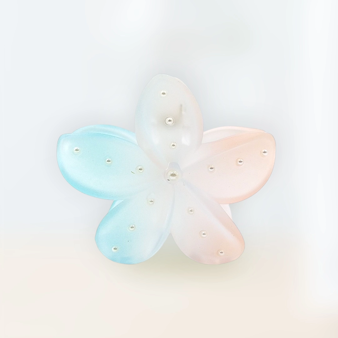 Gradient Flower Hair Claw Clip | Pastel Blue & Peach Floral Hair Accessory