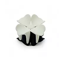 Black and White Two-Toned Flower Hair Claw Clip - Matte Finish Hair Accessory
