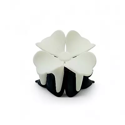 Black and White Two-Toned Flower Hair Claw Clip - Matte Finish Hair Accessory